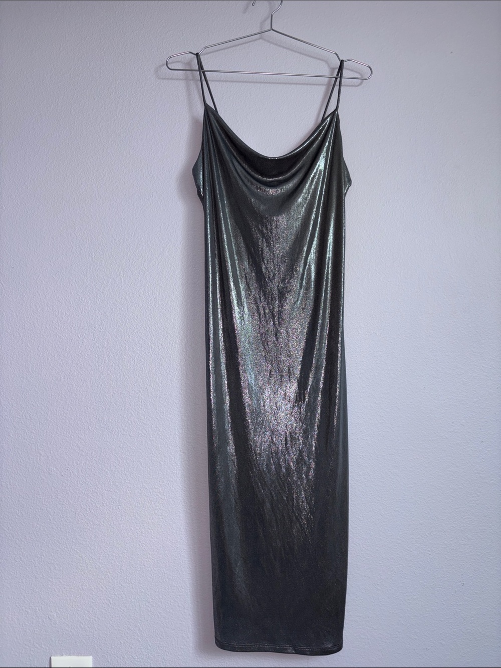 Nasty Gal Metallic Foil Cowl Slip